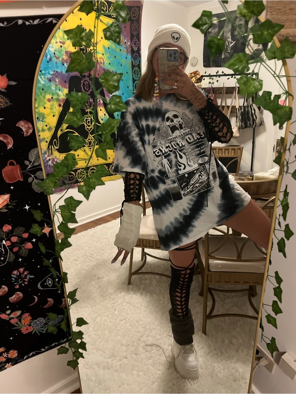 🖤 VINTAGE 🖤 Dead Rocks Zeds Dead Oversized Unisex Hand Died Swirl T Shirt Dress